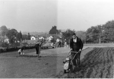Growing vegetables on the cricket pitch during World War II